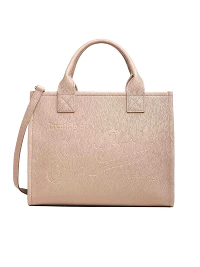 Mc2 Saint Barth Rectangular Top Handle Vanity Bag With Embossed Design In Neutral