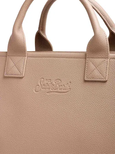 Mc2 Saint Barth Rectangular Top Handle Vanity Bag With Embossed Design In Neutral