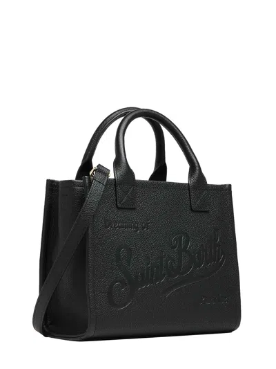 Mc2 Saint Barth Rectangular Tote Bag With Embossed Branding And Adjustable Strap In Black