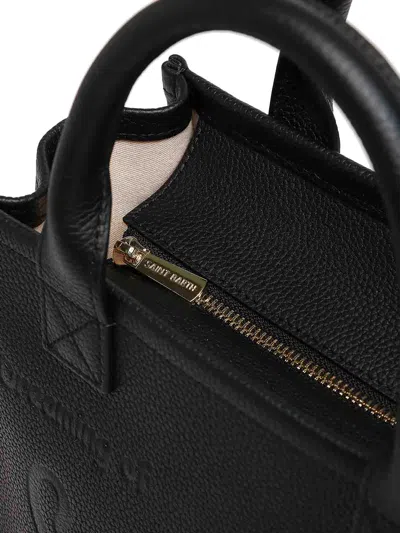 Mc2 Saint Barth Rectangular Tote Bag With Embossed Branding And Adjustable Strap In Black