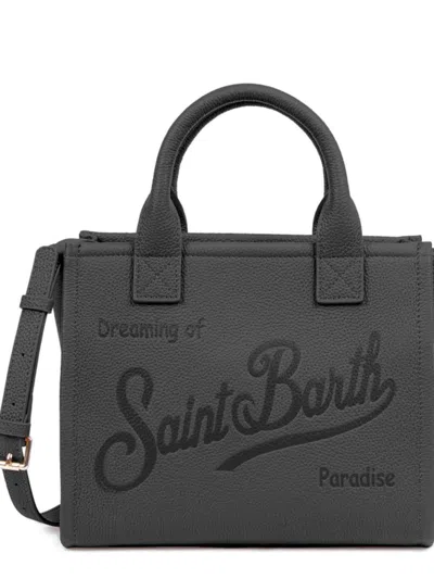 Mc2 Saint Barth Rectangular Tote Bag With Embossed Branding And Adjustable Strap In Black