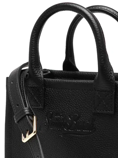 Mc2 Saint Barth Structured Handbag With Rectangular Shape And Embossed Detailing In Black