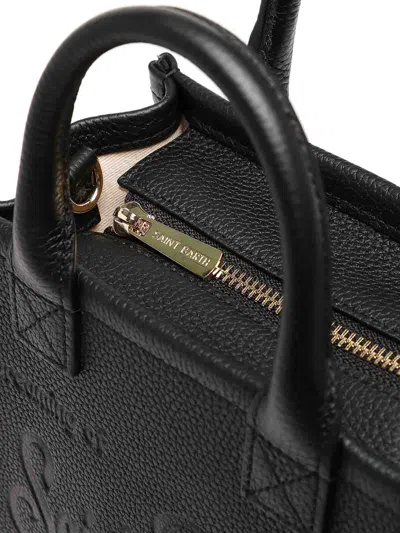 Mc2 Saint Barth Structured Handbag With Rectangular Shape And Embossed Detailing In Black