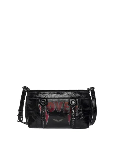 Zadig & Voltaire Sunny Mood Punk Embellished Leather Shoulder Bag In Black
