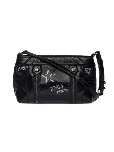 Zadig & Voltaire Sunny Mood Punk Embellished Leather Shoulder Bag In Black