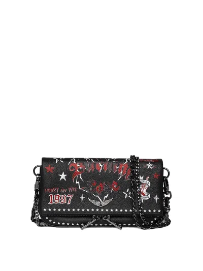 Zadig & Voltaire Rock Nano Grained Leather Punk In Black