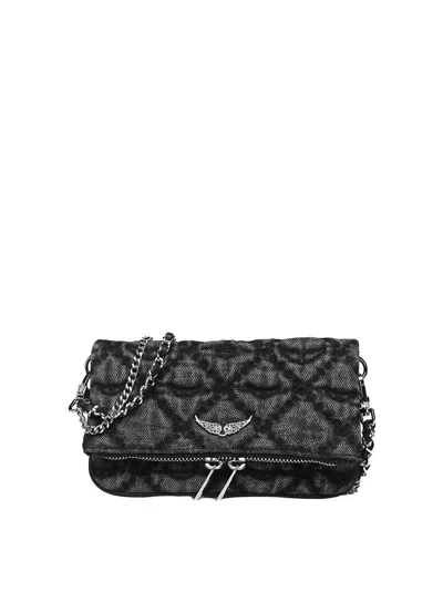 Zadig & Voltaire Rock Nano Denim Monogram In Blue