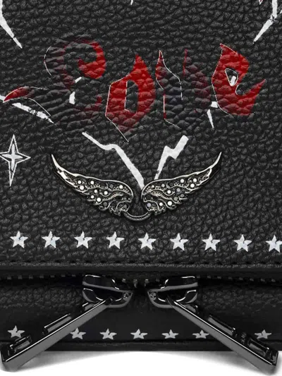 Zadig & Voltaire Rock Nano Grained Leather Punk In Black