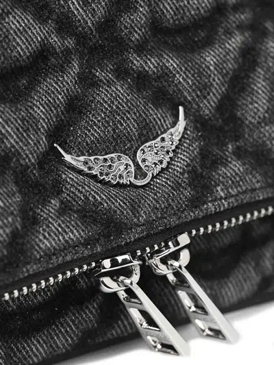 Zadig & Voltaire Rock Nano Denim Monogram In Blue