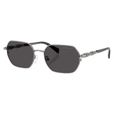 Michael Kors Saint Martin Dark Grey Solid Geometric Unisex Sunglasses Mk1165 100287 57 In Black
