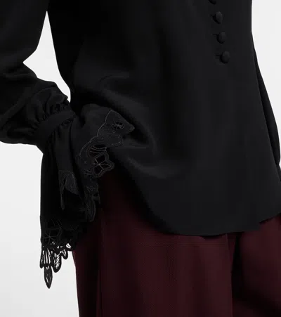 Chloé Embroidered Silk Crêpe De Chine Blouse In Black