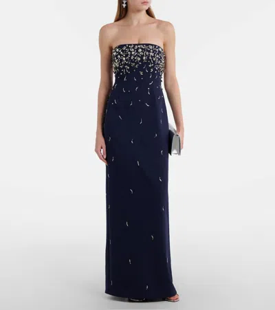 Simkhai Reign Embellished Crêpe Bustier Gown In Blue