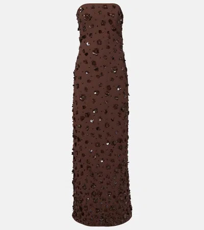 Simkhai Serafina Embellished Bustier Gown In Brown