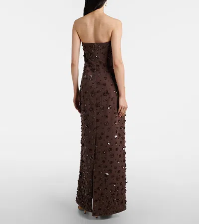 Simkhai Serafina Embellished Bustier Gown In Brown