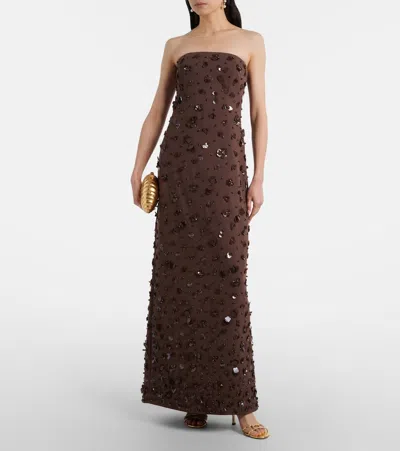 Simkhai Serafina Embellished Bustier Gown In Brown