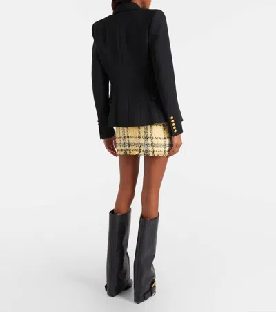 Balmain Sequined Cotton-blend Tweed Miniskirt In Neutral