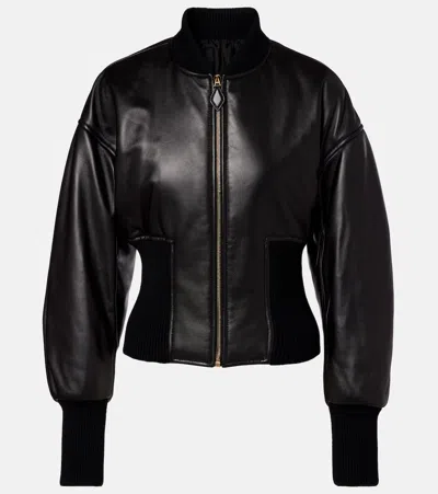 Alaïa Leather Bomber Jacket In Black