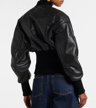 Alaïa Leather Bomber Jacket In Black