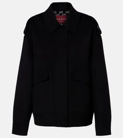 Gucci Wool Bomber Jacket In Black