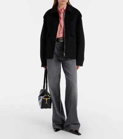 Gucci Wool Bomber Jacket In Black