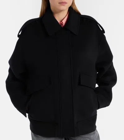 Gucci Wool Bomber Jacket In Black
