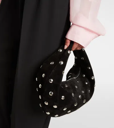 Khaite Olivia Medium Studded Suede Tote Bag In Black