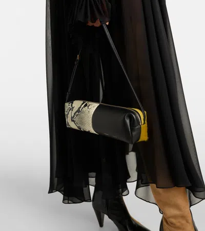 KYE拼接皮革单肩包