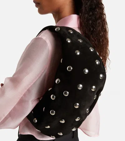 Khaite Olivia Medium Studded Suede Tote Bag In Black