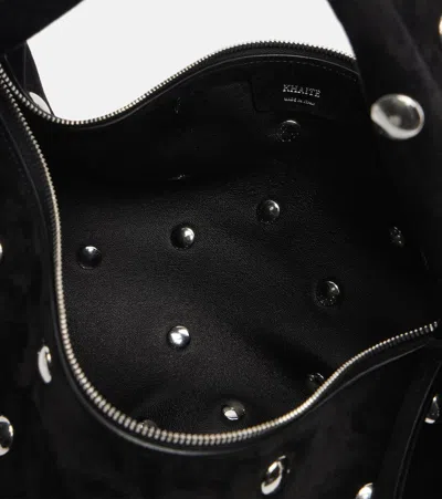 Khaite Olivia Medium Studded Suede Tote Bag In Black