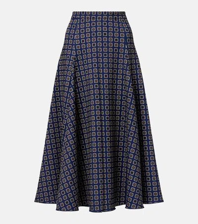Max Mara Benda Printed Jersey Midi Skirt In Blue