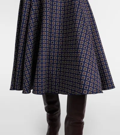 Max Mara Benda Printed Jersey Midi Skirt In Blue