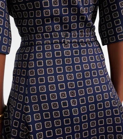 Max Mara Benda Printed Jersey Midi Skirt In Blue