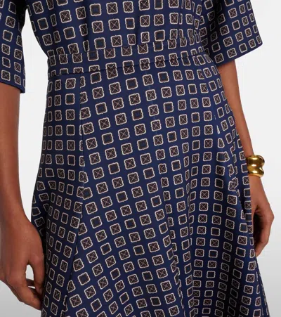 Max Mara Benda Printed Jersey Midi Skirt In Blue