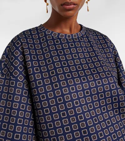 Max Mara Notizia Printed Jersey Top In Blue