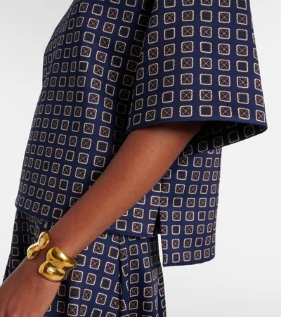 Max Mara Notizia Printed Jersey Top In Blue