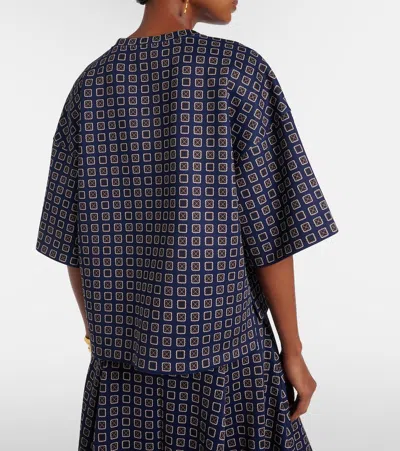 Max Mara Notizia Printed Jersey Top In Blue