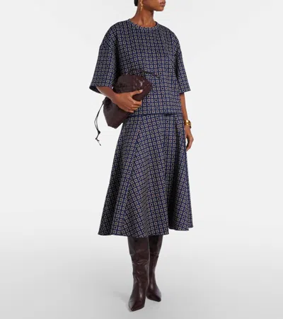 Max Mara Notizia Printed Jersey Top In Blue