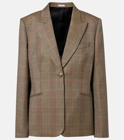 Alexander Mcqueen Country Check Wool Blazer In Brown
