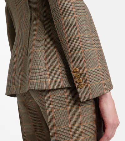 Alexander Mcqueen Country Check Wool Blazer In Brown
