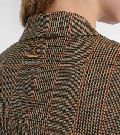 Alexander Mcqueen Country Check Wool Blazer In Brown