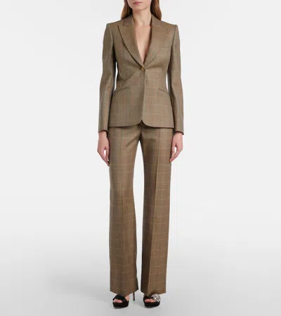 Alexander Mcqueen Country Check Wool Blazer In Brown