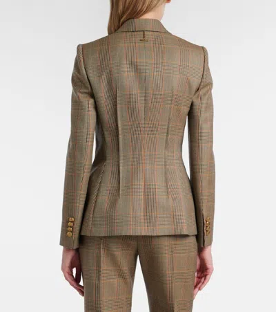 Alexander Mcqueen Country Check Wool Blazer In Brown