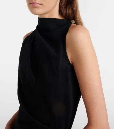 Alexander Mcqueen Draped Cotton Minidress In Black