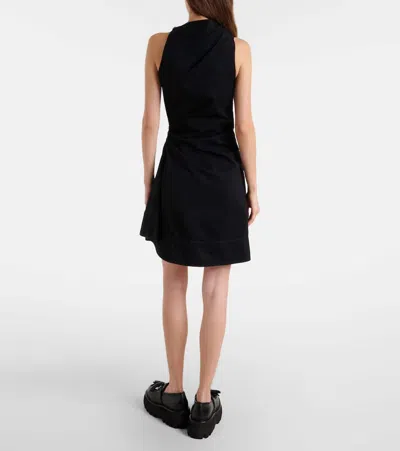 Alexander Mcqueen Draped Cotton Minidress In Black