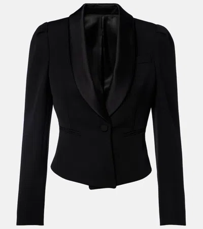 Alexander Mcqueen Cropped Wool Blazer In Black