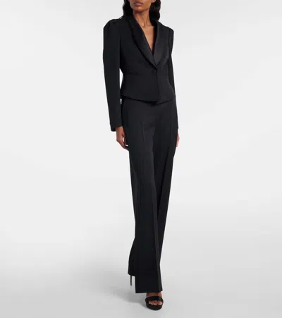 Alexander Mcqueen Cropped Wool Blazer In Black