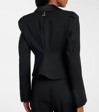 Alexander Mcqueen Cropped Wool Blazer In Black