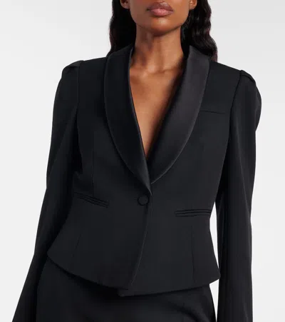 Alexander Mcqueen Cropped Wool Blazer In Black