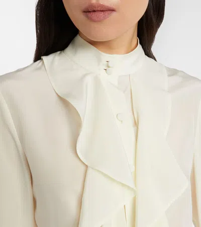 Alexander Mcqueen Ruffled Silk Blouse In White