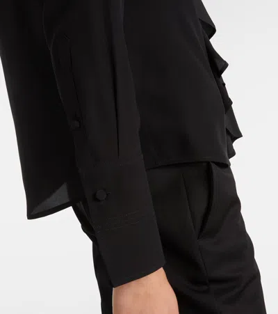 Alexander Mcqueen Ruffled Silk Blouse In Black